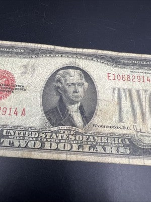 1928 G $2 Two Dollar Legal Tender United States Red Seal Note Good Circ #914