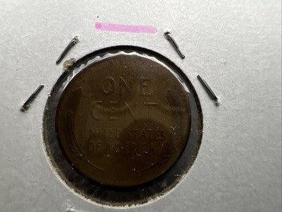 1957 D 1c Lincoln Wheat Cent Coin Tapered PLANCHET Error VF