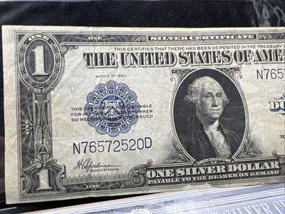 1923 $1 One Dollar Silver Certificate Horse Blanket Speelman White Fine Details