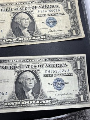 Lot of 10 1957 / 1935 $1 One Dollar Silver Certificate Blue Seal Notes VG #404