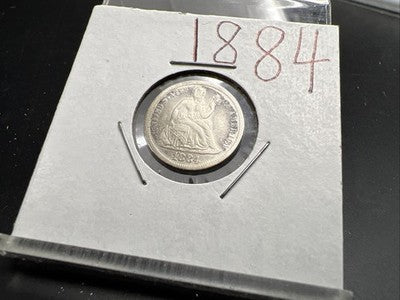 1884 10c Seated Liberty Silver Dime VF Details Polished Shiny Nice Look