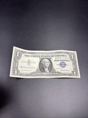 1957 $1 One Dollar Blue Seal Silver Certificate VF Repeat Serial #99917704
