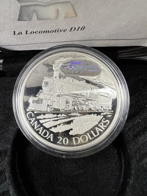 2002 Canada Locomotive 20 Dollars 31G Sterling Silver Proof Coin w/ Box COA