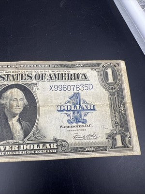 1923 One Dollar Silver Certificate Horse Blanket Blue Seal CH VG Very Good #835