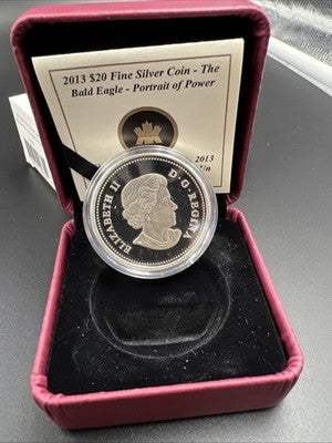 2013 Canada $20 Gilt Perched Bald Eagle Proof 1 oz Silver Coin in RCM Box COA