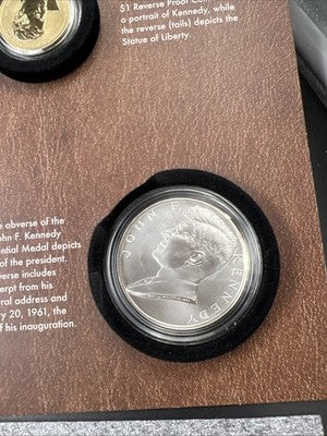 2015 John F Kennedy Coin & Chronicles Dollar & Silver Medal in Box w COA