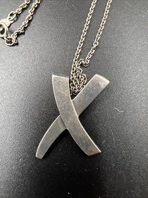 Tiffany & Co. Necklace Paloma Picasso X Kiss Graffiti Necklace Silver 16" USED