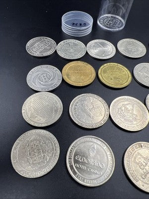 Lot of 20 $1 Casino Dollar Gaming Tokens Metal Circulated Conditions SKU#7526