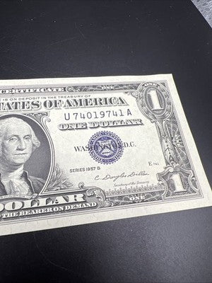 1957 A $1 One Dollar US Silver Certificate CH AU Neat Serial Number #41