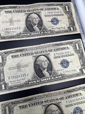 Lot of 10 1935 $1 One Dollar Silver Certificate Blue Seal Notes G / VG Circ #887