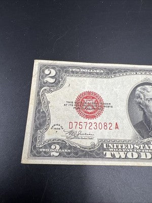1928 F $2 USN United States Note Two Dollar Bill Red Seal VF Very Fine Circ #82