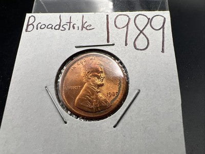 1989 P 1c Lincoln Memorial Cent Centered Broadstrike Error Coin Choice BU UNC