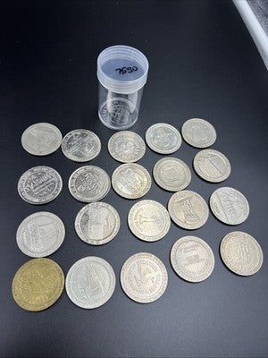 Lot of 20 $1 Casino Dollar Gaming Tokens Metal Circulated Conditions SKU#7550