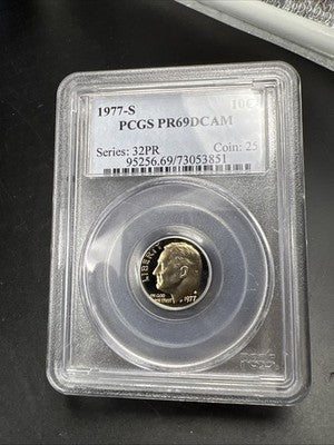 1977 S 10c Roosevelt Copper Nickel Dime Coin PCGS PR69 DCAM #851