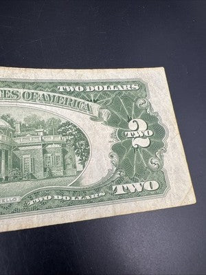 1928 G $2 Two Dollar Legal Tender US Red Seal Note Fine Circ #477