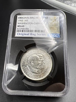 1952 50c Washington Carver Silver Half Dollar Coin NGC MS63 Original Bag Holder