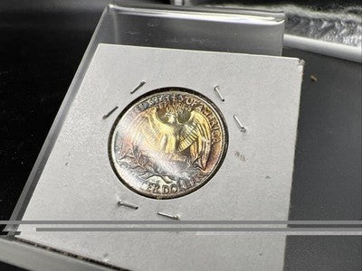 1962 25c Washington 90% Silver Choice Proof Quarter Coin Neat Toning Toner