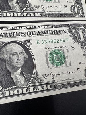3 Consecutive 1963 B $1 Barr FRN Federal Reserve Notes One Dollar Bills UNC #266