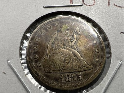 1875 S 20c Seated Liberty Twenty Cent Silver Quarter Coin XF EF Extra Fine Circ
