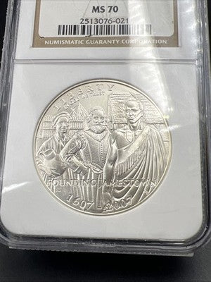 2007 P Jamestown Commemorative Silver Dollar Coin NGC MS70 Gem BU