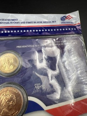 2007 John & Abigail Adams First Spouse $1 Presidential Coin & Medal Set OGP