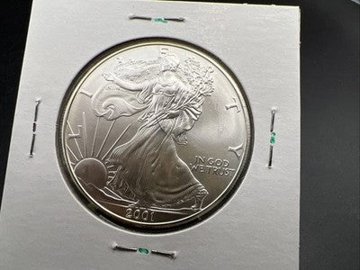 2001 1 Oz ASE American Silver Eagle Coin Gem BU UNC Perfect Halo Toner Toning