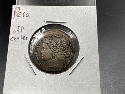1880 Peru Pesata Off Center Error Coin VF Very Fine