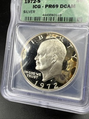 1972 S $1 Ike 40% Silver Dollar Coin ICG PR69 DCAM Gem Proof Certified #103