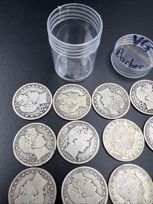 20 Coin Roll Barber 90% Silver Half Dollar Coins VG Very Good Conditions S#B