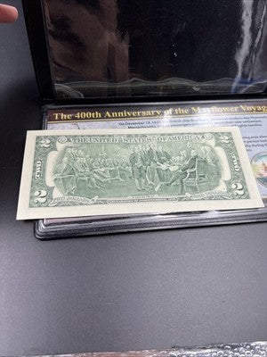 400th Anniversary of the Mayflower Colorized $2 FRN Two Dollar Half Dollar Set B
