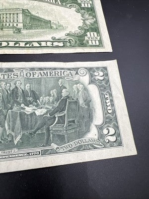 FRN Collector's Lot 1950 $10 Fine & 1976 $2 VF Federal Resereve Notes #453
