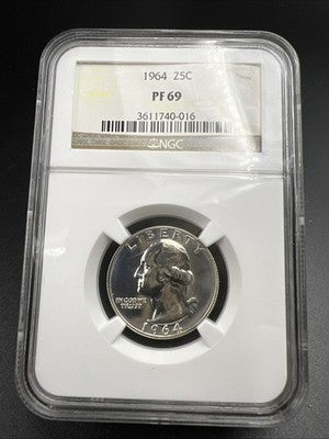 1964 25c Washington Silver Quarter Coin NGC Brown Label PF69 #016