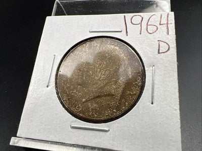 1964 D 50c Kennedy 90% Silver Half Dollar Coin BU NC Neat Toning Obverse SK#3c