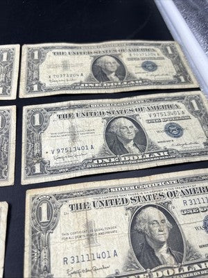 Lot of 10 1957 $1 One Dollar Silver Certificate Blue Seal Notes G / VG #373