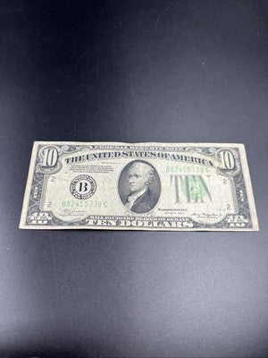 1934 A $10 FRN Ten Dollar Federal Reserve Note New York District Fine Circ #39