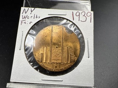 1939 New York World's Fair Communications Building Medal UNC Some Toning