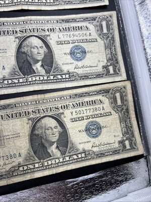 Lot of 10 VERY CIRC 1957 1935 $1 Dollar Silver Certificate Blue Seal Notes #09