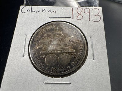 1893 50c Columbian Exposition Chicago World's Fair Silver Half Dollar Coin XF EF