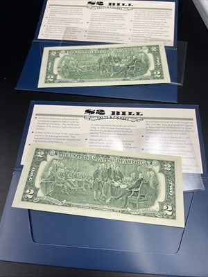 2 Consecutive 2017 $2 FRN Biden Harris Presidential Colorized UNC Two Dollars #3