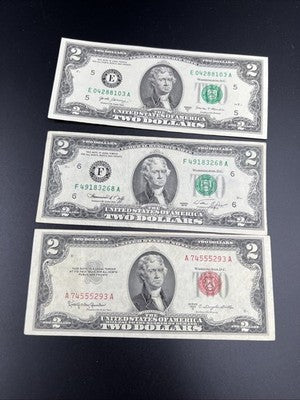 $2 Bill Collector's Lot 1953 C USN 1976 FRN 2017 A FRN F / VF Conditions #293