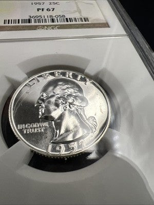1957 25c Washington Silver Quarter Proof Coin NGC PF67 #058