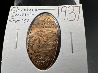 1937 Elongated M&D-12 Cleveland Great Lakes Exposition Gem UNC Mint Luster PQ