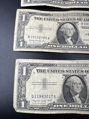 Lot of 10 1957 $1 One Dollar Silver Certificate Blue Seal Notes G / VG #017