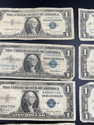 Lot of 10 VERY CIRC 1957 1935 $1 Dollar Silver Certificate Blue Seal Notes #94