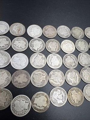 50 Coin Barber 90% Silver Dime Roll G-VG Good Circ Conditions SK#g