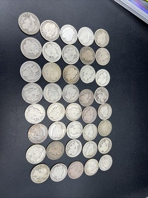 Barber Quarters 90% Silver Coin Quarter Roll $10 Face Value 40 Coins AG/G SKU#1j