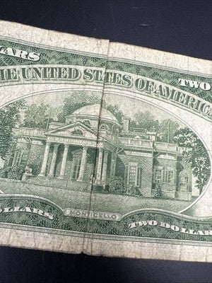 1928 G $2 Two Dollar Legal Tender United States Red Seal Note Very Circ #027