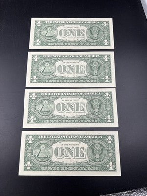 4 Consecutive 2017 $1 FRN Federal Reserve Notes CH UNC #28