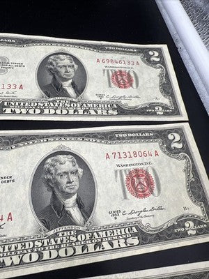 Lot of 5 1953 B $2 USN United States Notes CH VF Very Fine Circ #155