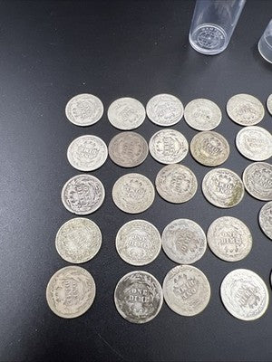 50 Coin Barber 90% Silver Dime Roll AG / G Circ Conditions SK#a